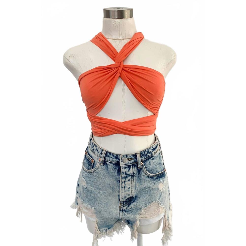 NEW CELLECCI women's let me count the ways top in coral